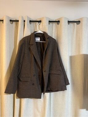 Old Navy Brown Houndstooth Blazer Jacket
